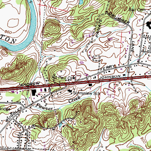 Topographic Map of Saint Paul United Methodist Church, TN