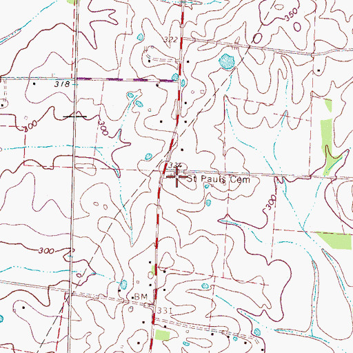 Topographic Map of Saint Pauls Cemetery, TN