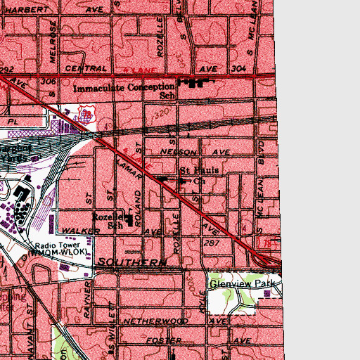 Topographic Map of Saint Pauls Church, TN
