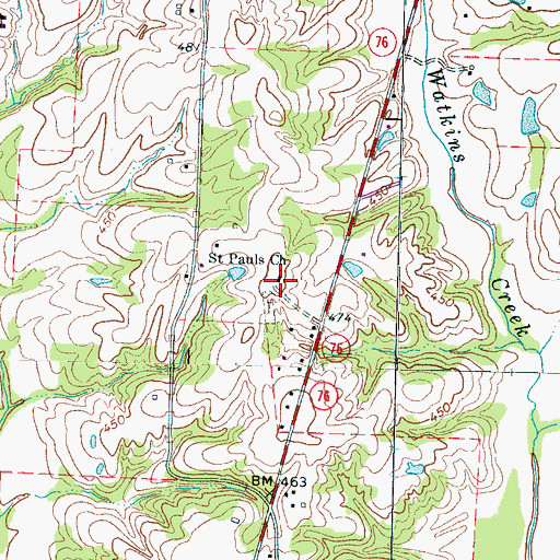 Topographic Map of Saint Pauls Church, TN