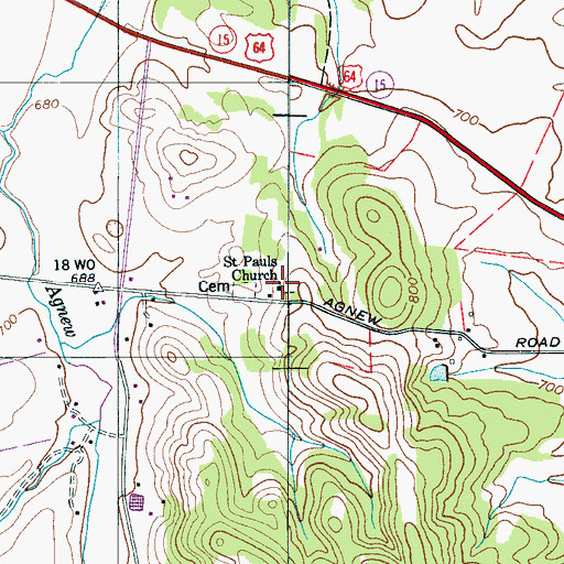 Topographic Map of Saint Pauls Church, TN