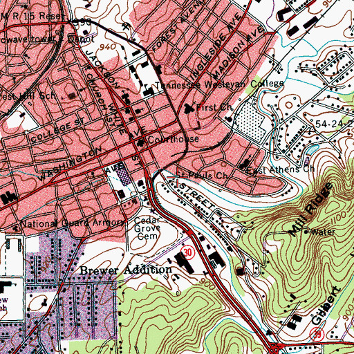 Topographic Map of Saint Pauls Church, TN