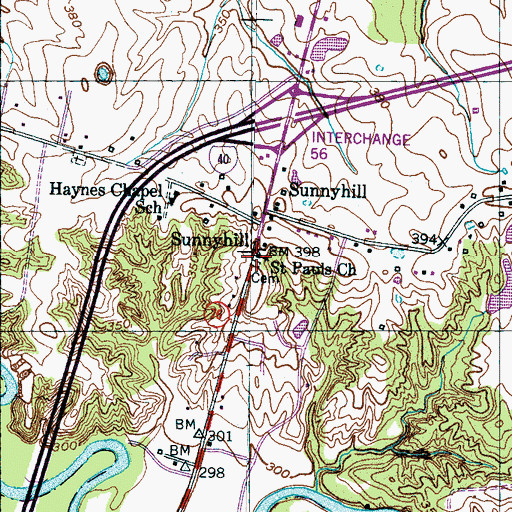Topographic Map of Saint Pauls Church, TN