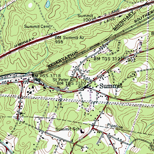 Topographic Map of Saint Peter Church, TN