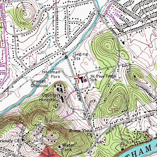 Topographic Map of Saint Pius Tenth School, TN
