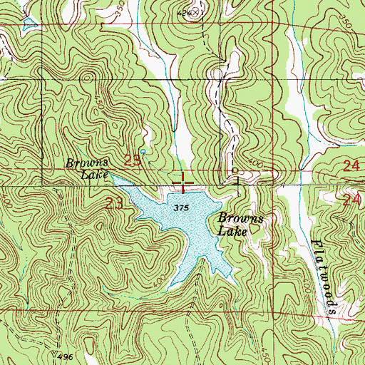 Topographic Map of Browns Dam, AL