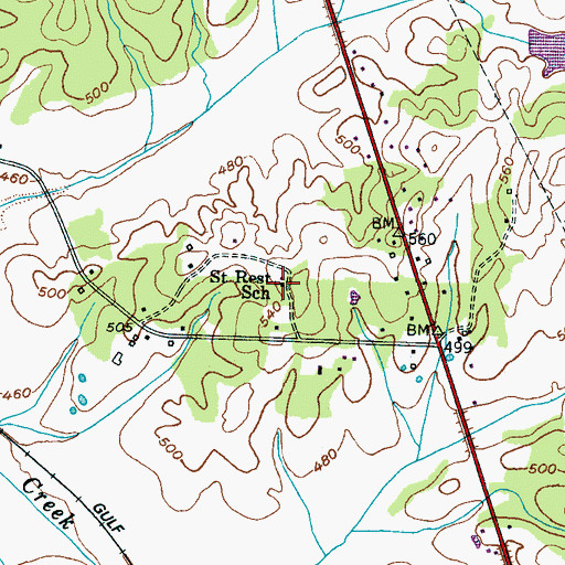 Topographic Map of Saint Rest School, TN