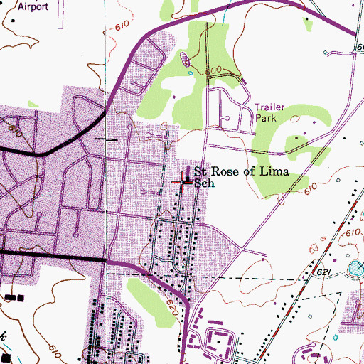 Topographic Map of Saint Rose of Lima School, TN