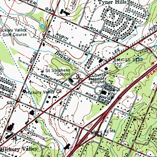 Topographic Map of Saint Stephens School, TN