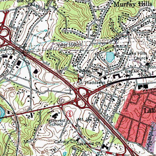 Topographic Map of Saint Thaddaeus Church, TN