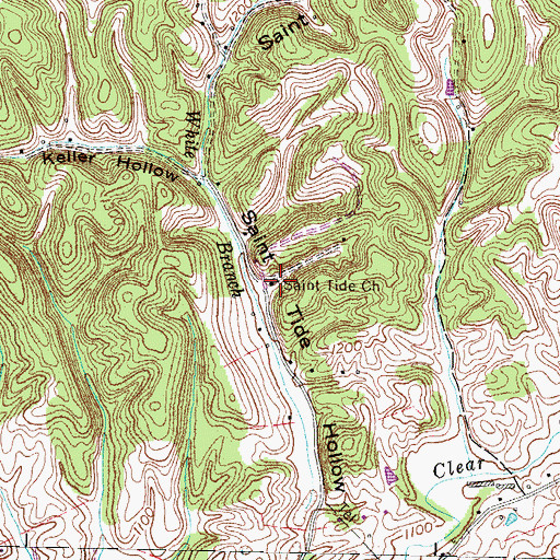 Topographic Map of Saint Tide Church, TN