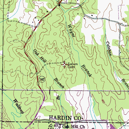 Topographic Map of Salem Cemetery, TN