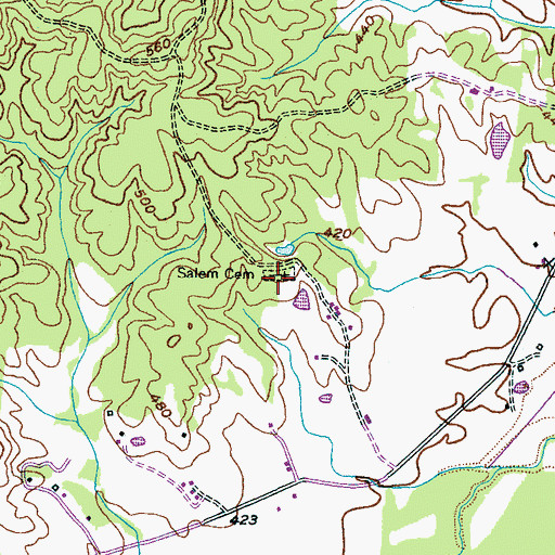 Topographic Map of Salem Cemetery, TN