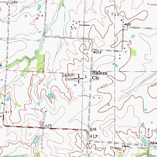 Topographic Map of Salem Cemetery, TN
