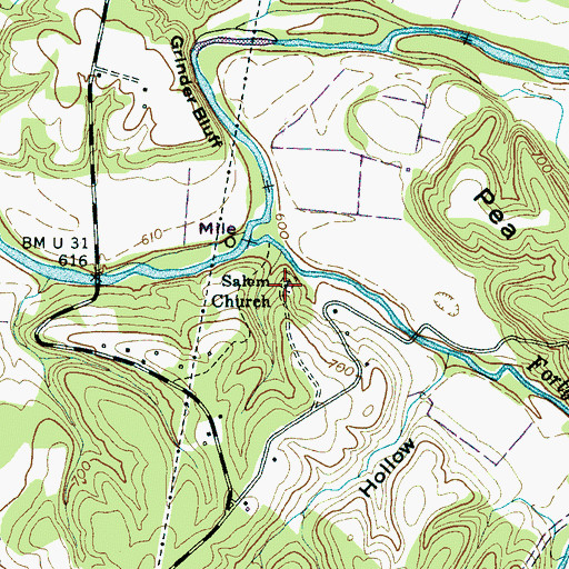 Topographic Map of Salem Church, TN