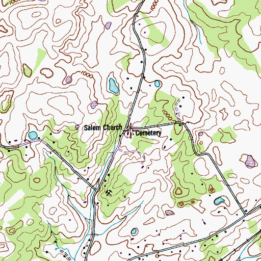 Topographic Map of Salem Baptist Church, TN