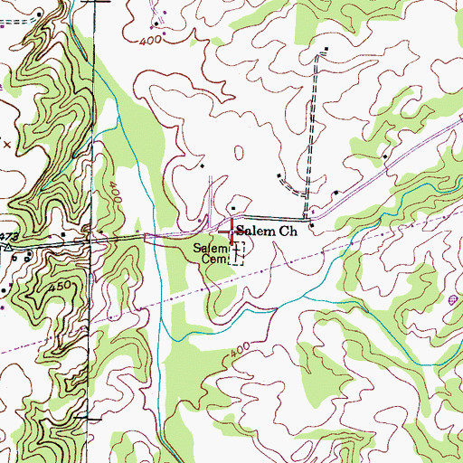 Topographic Map of Salem Church, TN
