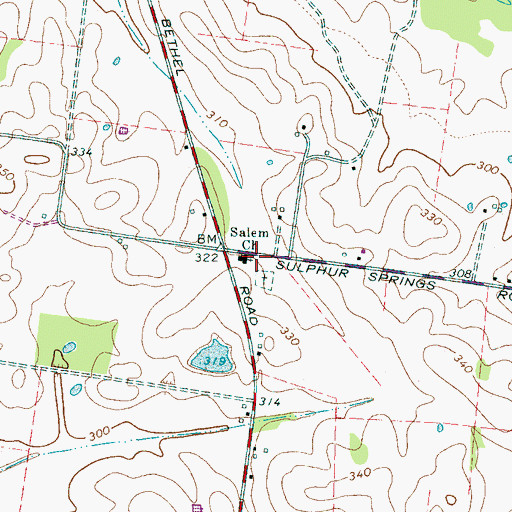 Topographic Map of Salem Church, TN