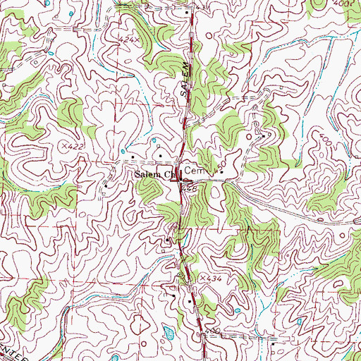 Topographic Map of Salem Church, TN