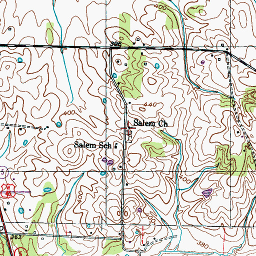 Topographic Map of Salem Church, TN