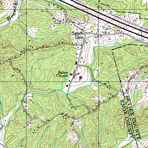 Topographic Map of Salem Church, TN