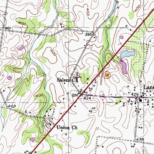 Topographic Map of Salem Church, TN