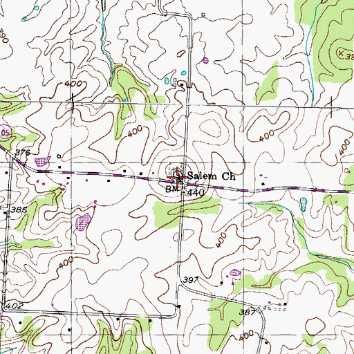 Topographic Map of Salem Church, TN