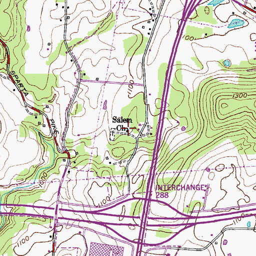 Topographic Map of Salem Church, TN