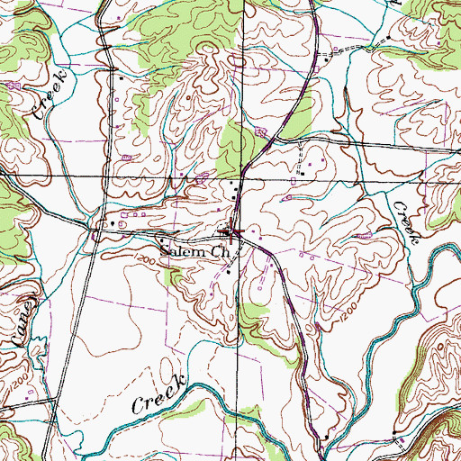 Topographic Map of Salem Church, TN