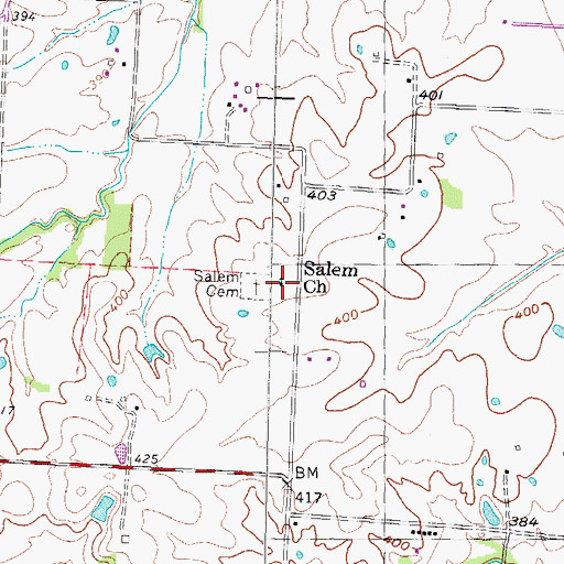 Topographic Map of Salem Church, TN