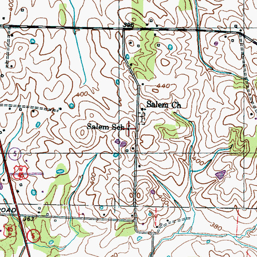 Topographic Map of Salem School, TN