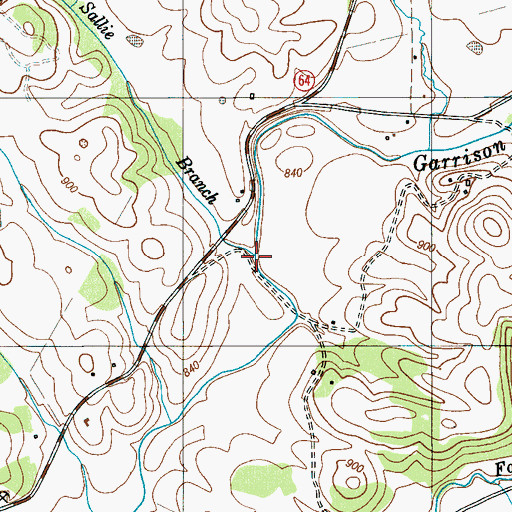 Topographic Map of Sallie Branch, TN