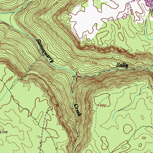 Topographic Map of Sally Creek, TN