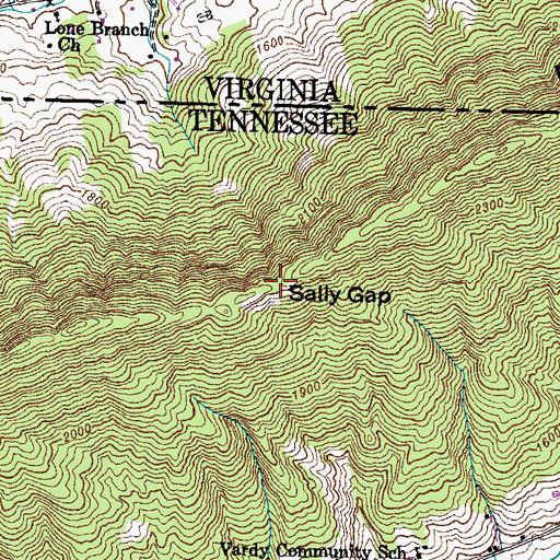 Topographic Map of Sally Gap, TN