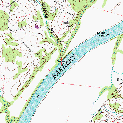 Topographic Map of Sally Willis Branch, TN