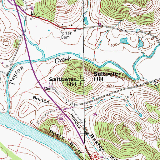 Topographic Map of Saltpeter Hill, TN