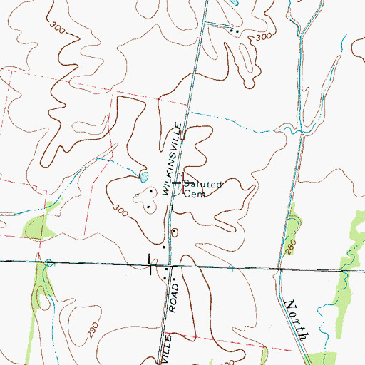 Topographic Map of Saluted Cemetery, TN