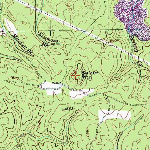Topographic Map of Salzer Mountain, TN