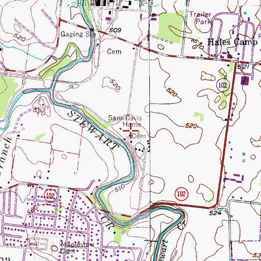 Topographic Map of Sam Davis Home, TN