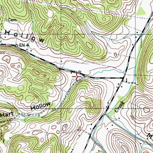 Topographic Map of Sam Hart Hollow, TN