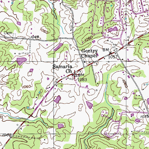 Topographic Map of Samaria Church, TN