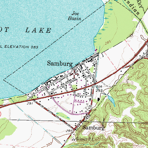 Topographic Map of Samburg, TN