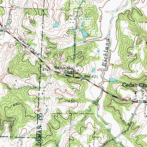 Topographic Map of Sammons Cemetery, TN