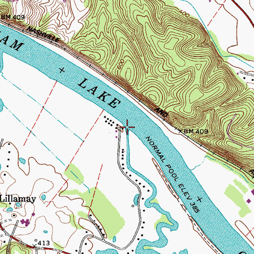 Topographic Map of Sams Creek, TN