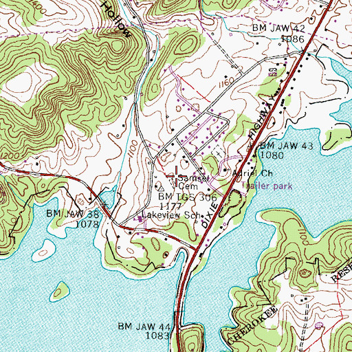 Topographic Map of Samsel Cemetery, TN