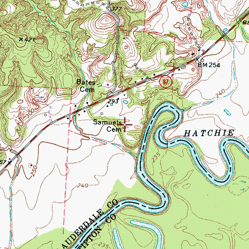 Topographic Map of Samuels Cemetery, TN