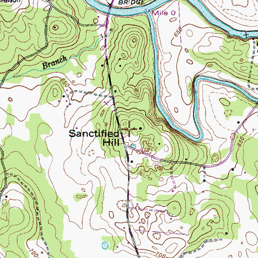 Topographic Map of Sanctified Hill, TN