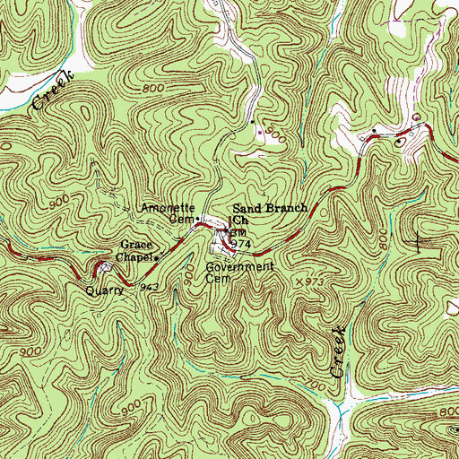 Topographic Map of Sand Branch Church, TN