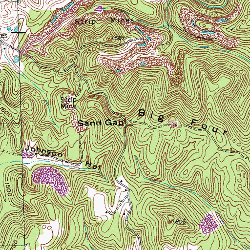 Topographic Map of Sand Gap, TN
