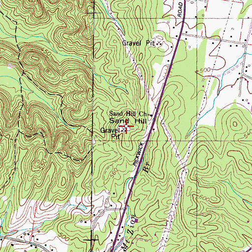 Topographic Map of Sand Hill, TN